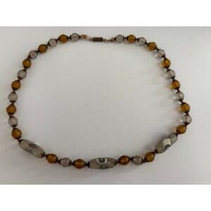 Vintage Frosted Glass Beaded Necklace Murano Glass Accent Beads